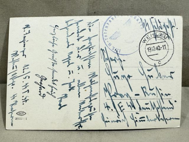 Original WWII German SS-Feldpost Postcard, SS-Totenkopf