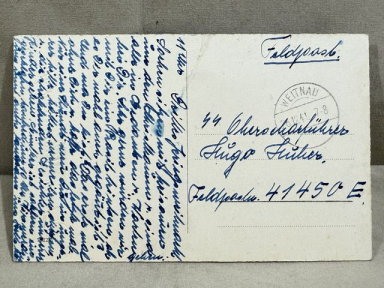 Original WWII German Feldpost Postcard, SS Oberscharfhrer