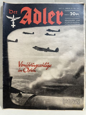 Original WWII German Luftwaffe Magazine Der Adler, July 1941
