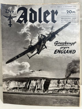 Original WWII German Luftwaffe Magazine Der Adler, November 1940