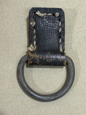 Original WWII German Rucksack D-Ring with Leather Tab