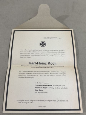 Original WWII German Mailable Remembrance Card