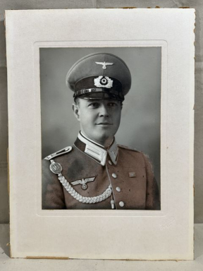 Original WWII German Studio Portrait Photograph, Heer NCO Waffenrock Shooting Lanyard