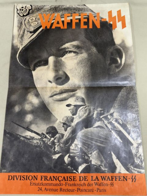 Original WWII German Waffen-SS Wall Poster, French Division