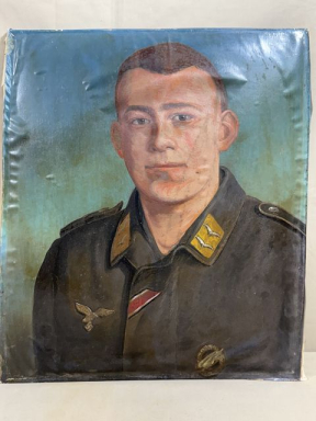 Original WWII German Luftwaffe Fallschirmjäger Soldier's Large Painting