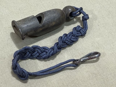Original Nazi Era German Wooden Whistle with Blue Lanyard