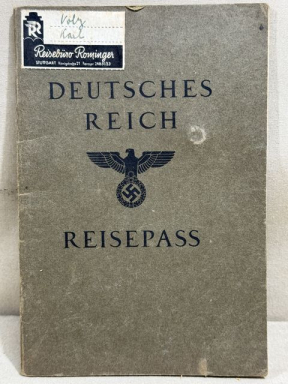 Original WWII German Civilian Passport, REISEPASS