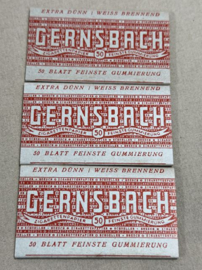 Original WWII German Set of 3 Packs of GERNSBACH Cigarette Papers