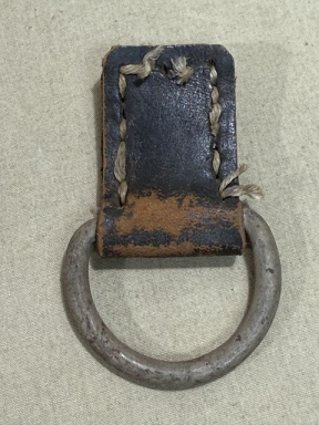 Original WWII German Rucksack D-Ring with Leather Tab