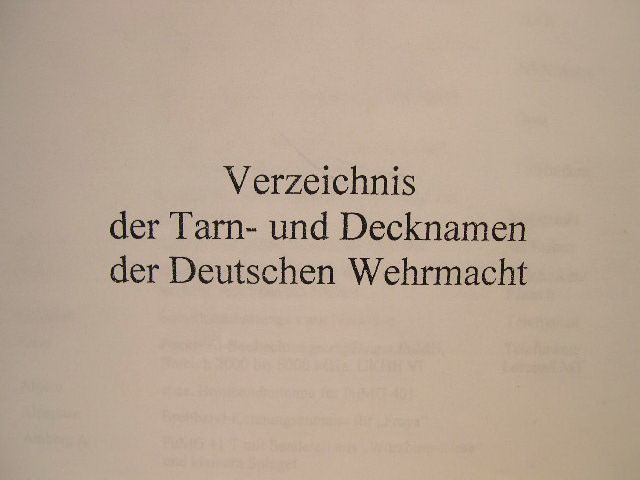 PHOTOCOPY - German WWII Manual "German Armed Forces Code Names"