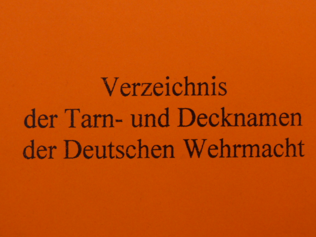 REPRINT  German WWII Manual German Armed Forces Code Names