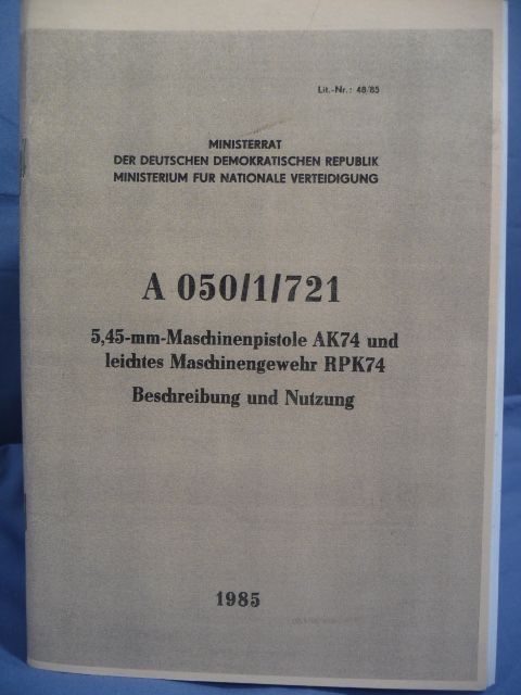 REPRINT - DDR East German AK74 Manual