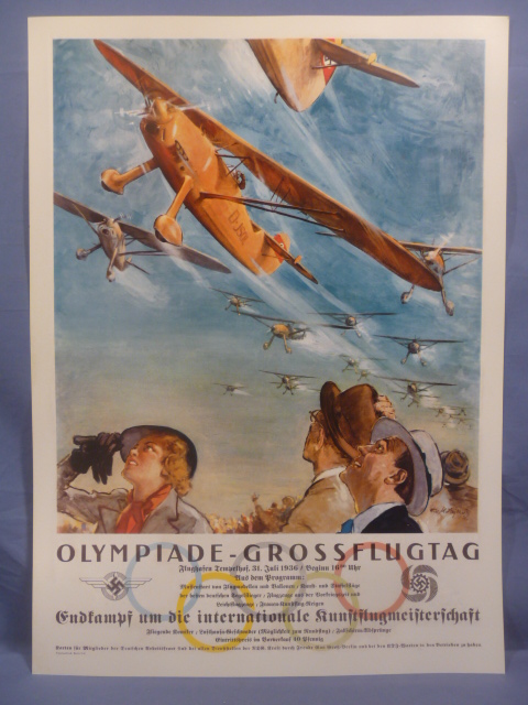 REPRODUCTION 1936 German Poster for the Olympics Flying Day