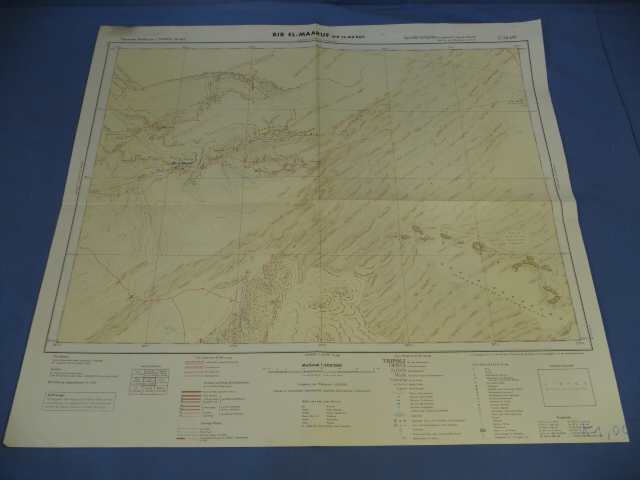 Original WWII German Afrikakorps Map of BIR EL-MAARUF
