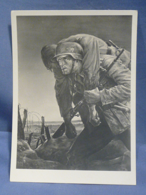 Original WWII German Military Art Postcard